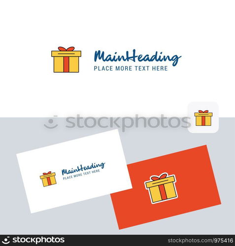 Giftbox vector logotype with business card template. Elegant corporate identity. - Vector