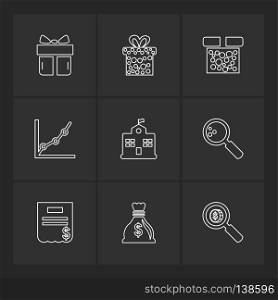 giftboxes , gifts , christmas , birthdays , dollar,  shopping, compass , checkboxes , search , chart , time , map , icon, vector, design,  flat,  collection, style, creative,  icons