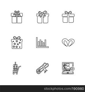 giftboxes , gifts , christmas , birthdays , dollar,  shopping, compass , checkboxes , search , chart , time , map , icon, vector, design,  flat,  collection, style, creative,  icons