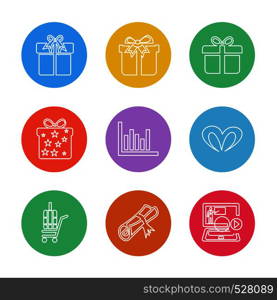 giftboxes , gifts , christmas , birthdays , dollar, shopping, compass , checkboxes , search , chart , time , map , icon, vector, design, flat, collection, style, creative, icons