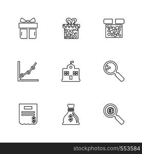 giftboxes , gifts , christmas , birthdays , dollar, shopping, compass , checkboxes , search , chart , time , map , icon, vector, design, flat, collection, style, creative, icons