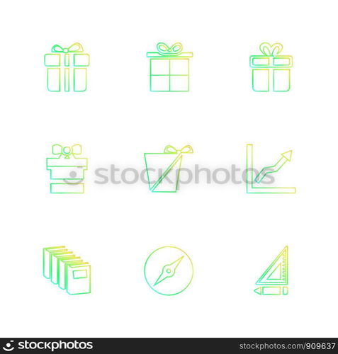 giftboxes , gifts , christmas , birthdays , dollar, shopping, compass , checkboxes , search , chart , time , map , icon, vector, design, flat, collection, style, creative, icons