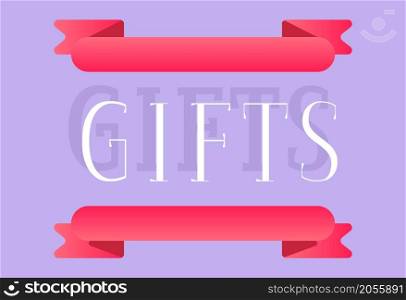 Gifts colorful promotional banner. Vector decorative typography. Decorative typeset style. Latin script for headers. Trendy advertising for graphic posters, banners, invitations texts. Gifts colorful promotional banner