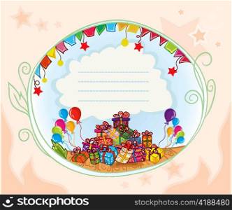 gifts with balloons vector illustration