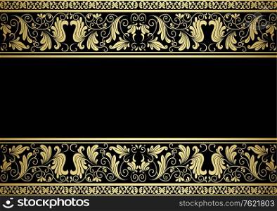 Gilded frame with decorative elements in retro style for design