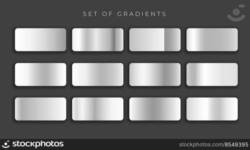 gilver metallic gray gradients set. gilver metallic gray gradients set vector illustration