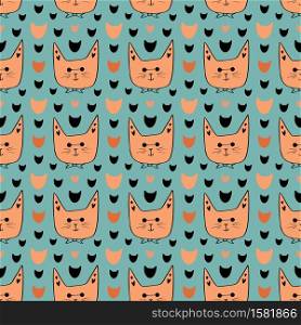 Ginger cats background. Seamless pattern with cute cats. Childish textile pattern. Wrapping paper design. Ginger cats background. Seamless pattern with cute cats. Childish textile pattern. Wrapping paper design.