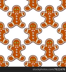 Ginger cookies seamless pattern background for christmas design