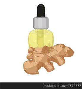 Ginger essential oil in a dropper vector illustration isolated on a white background