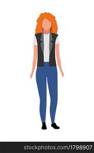 Ginger haired girl semi flat color vector character. Posing figure. Full body person on white. Youth subculture participator isolated modern cartoon style illustration for graphic design and animation. Ginger haired girl semi flat color vector character