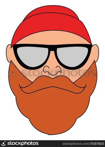 Ginger man with big beard, illustration, vector on white background.
