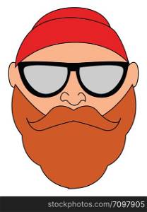 Ginger man with big beard, illustration, vector on white background.