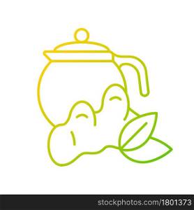 Ginger tea gradient linear vector icon. Ginger tea with lemon and honey. Rich in vitamins soothing beverage. Thin line color symbols. Modern style pictogram. Vector isolated outline drawing. Ginger tea gradient linear vector icon