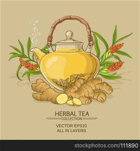 ginger tea illustration. ginger tea vector illustration on color background
