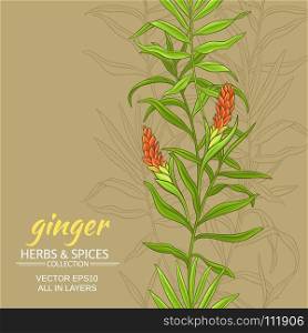 ginger vector background. ginger plant vector pattern on color background