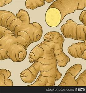ginger vector pattern. ginger branches vector pattern on color background