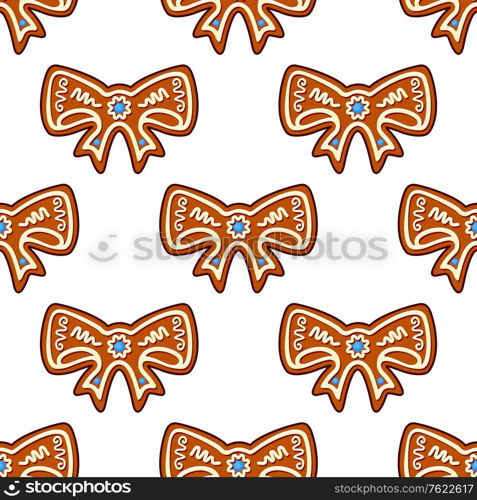Gingerbread bows seamless pattern background for holiday design