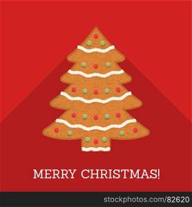 Gingerbread Christmas Tree. Gingerbread Christmas tree with Merry Christmas congratulation, vector eps10 illustration