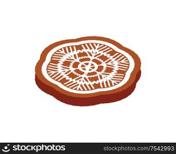 Gingerbread cookie traditional Christmas food isolated 3d icon vector. Biscuit in form of snowflake, ornament baked dish made of ginger, winter season. Gingerbread Cookie Traditional Christmas Food