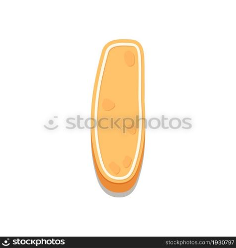 Gingerbread Cookies letter I. Cartoon letter with icing sugar covering. Vector illustration for your design.