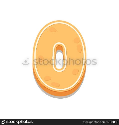 Gingerbread Cookies letter O. Cartoon letter with icing sugar covering. Vector illustration for your design.