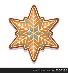 Gingerbread cookies snowflake. Illustration of Merry Christmas sweets. Gingerbread cookies snowflake. Illustration of Merry Christmas sweets.