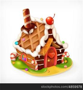 Gingerbread house, sweet food vector icon