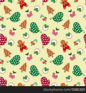 Gingerbread man and Christmas seamless pattern. Sweet and delicious Christmas concept.