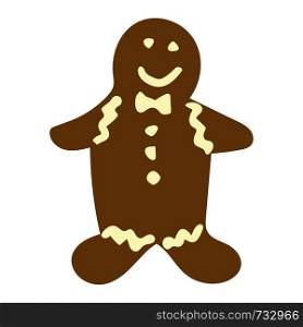 Gingerbread man Christmas tree toys color illustration. Hand drawn clipart. Flat style illustration. Greeting card, poster, design element. . Gingerbread man
