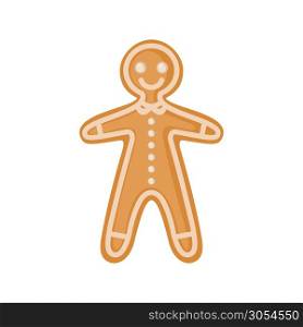 Gingerbread man icon in flat style isolated on white background. Vector illustration.. Gingerbread man icon in flat style.