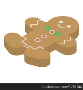 Gingerbread man icon. Isometric of gingerbread man vector icon for web design isolated on white background. Gingerbread man icon, isometric style