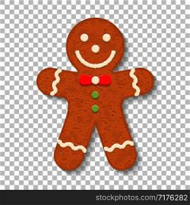 Gingerbread man on transparent background, traditional Christmas cookie, vector eps10 illustration. Gingerbread Man