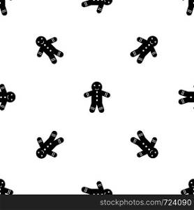 Gingerbread man pattern repeat seamless in black color for any design. Vector geometric illustration. Gingerbread man pattern seamless black