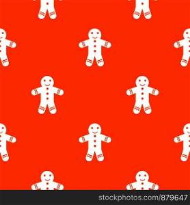 Gingerbread man pattern repeat seamless in orange color for any design. Vector geometric illustration. Gingerbread man pattern seamless