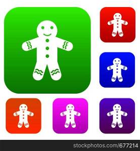 Gingerbread man set icon in different colors isolated vector illustration. Premium collection. Gingerbread man set collection