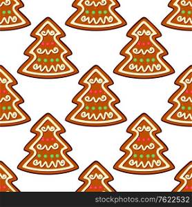 Gingerbread new year tree seamless pattern for winter holiday design
