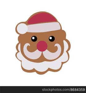 Gingerbread Santa Claus. Chocolate gingerbread. Vector illustration isolated on white background. Gingerbread Santa Claus. Chocolate gingerbread. Vector illustration isolated on white background.
