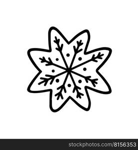  Gingerbread snowflake. Hand drawn vector illustration in Doodle style.  Gingerbread snowflake. Hand drawn . Doodle style