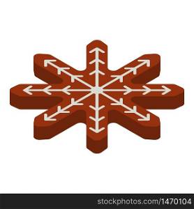Gingerbread snowflake icon. Isometric of gingerbread snowflake vector icon for web design isolated on white background. Gingerbread snowflake icon, isometric style