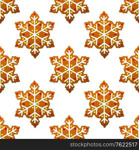 Gingerbread snowflakes seamless pattern for holiday design