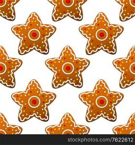 Gingerbread stars seamless pattern background for christmas and new year design