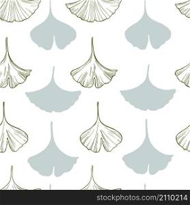 Ginkgo leaves. Vector seamless pattern