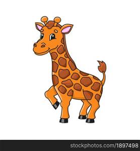 Giraffe animal. Cute character. Colorful vector illustration. Coon style. Isolated on white background. Design element. Template for your design, books, stickers, cards, posters, clothes.