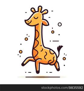 Giraffe flat line icon. Cute animal vector illustration.