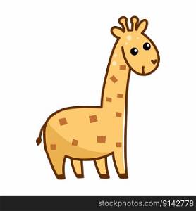 Giraffe on white background. Vector illustration of doodles for children.