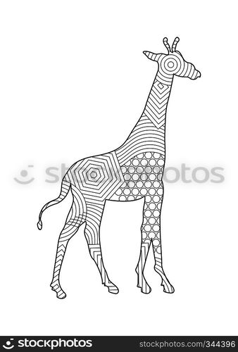 Giraffe pattern coloring book for kids and adults with patterns and small details.