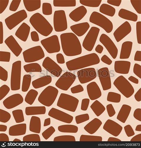Giraffe seamless pattern. African texture. Safari print. Giraffe skin background. Animal from africa, jungle and zoo. Design of brown spots abstract pattern. Vector illustration.