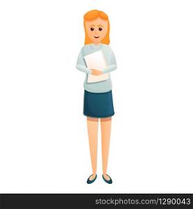 Girl bank worker icon. Cartoon of girl bank worker vector icon for web design isolated on white background. Girl bank worker icon, cartoon style