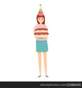 Girl birthday cake icon cartoon vector. Happy party. Anniversary child. Girl birthday cake icon cartoon vector. Happy party