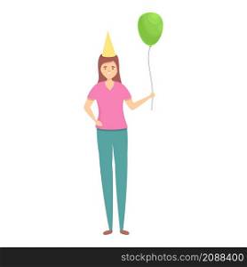 Girl birthday party icon cartoon vector. Child anniversary. Kid cake. Girl birthday party icon cartoon vector. Child anniversary